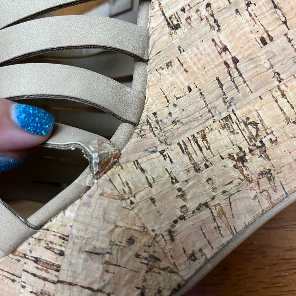 Nude Cork Wedges - Picture 5 of 8